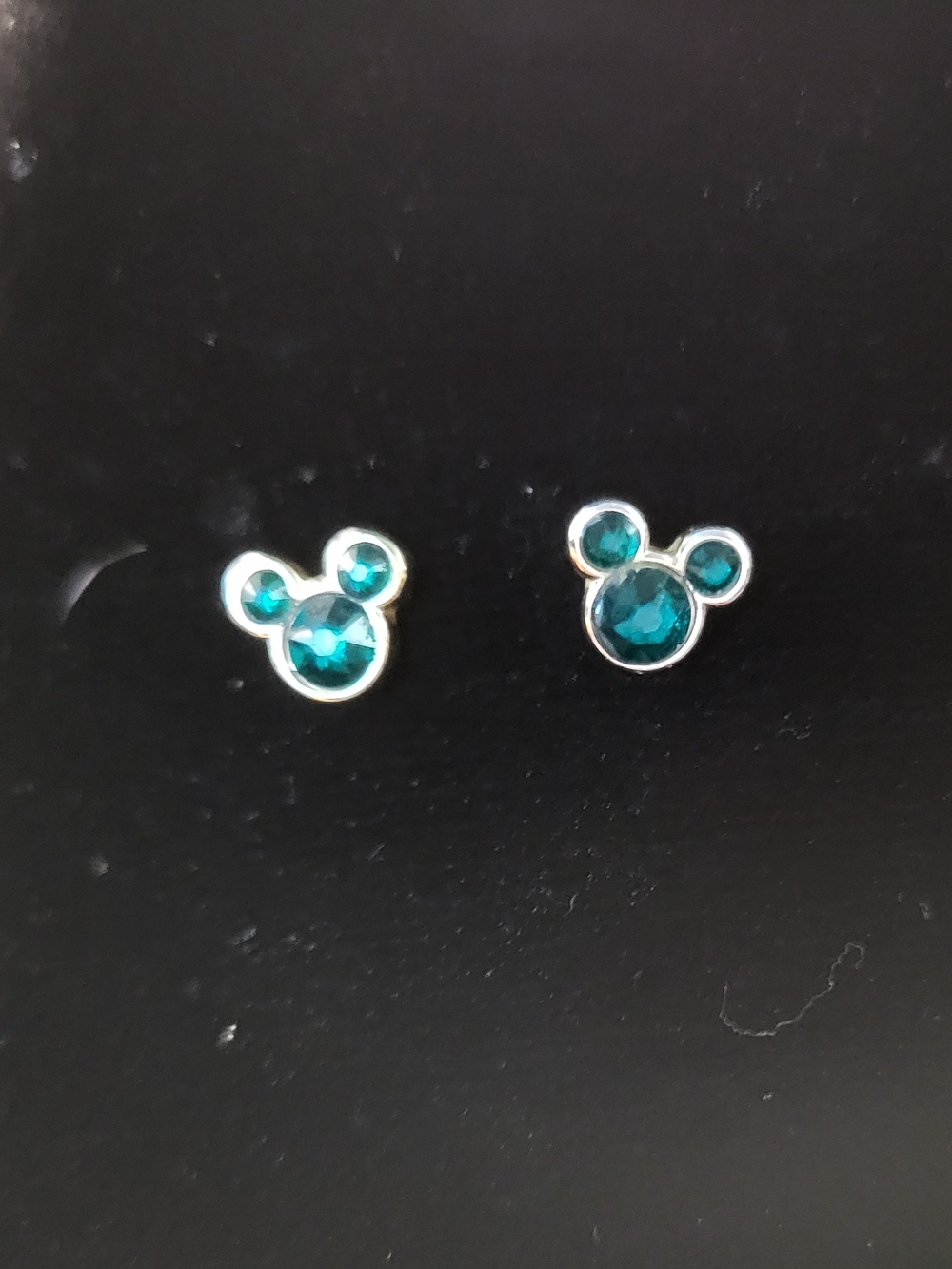 Disney Teal Crystal Mickey-Shaped Stud Earrings